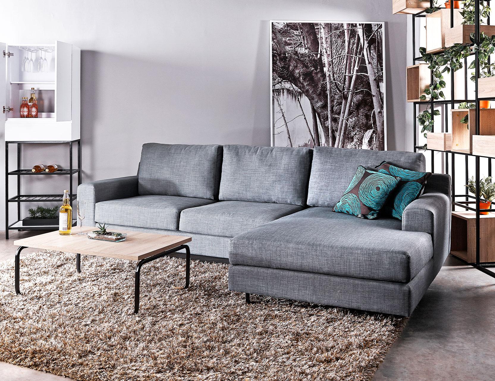 Sofa L Minimalis Abu Modern